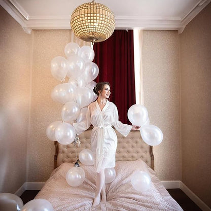 Pearl White Balloons 12 Inch, 50Pcs Pearl Balloon Bright Royal Clear Latex for Arch Helium Birthday Wedding Baby Shower Anniversary Party Decorations