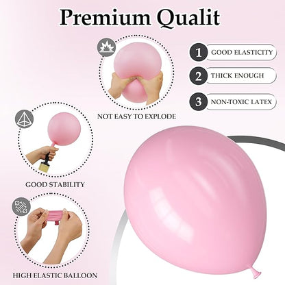 130PCS PastelPink Balloons, Latex Balloon Different Sizes 18/12/10/5 Inch, Helium Balloons with Ribbon, Party Balloon Set for Birthday Wedding Graduation Anniversary Baby Shower Decoration