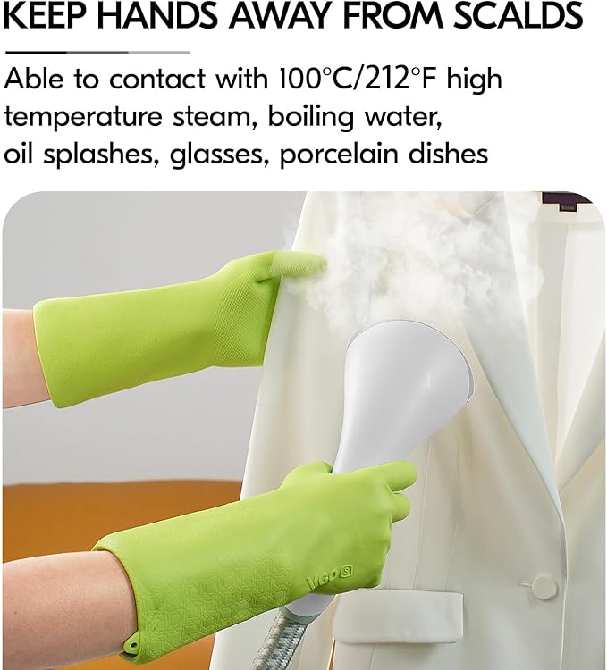 Vgo... 1 Pair Household Cleaning Gloves Infused with Rresh Rich Aromas, Lined Dishwashing Gloves,Long Sleeves Kitchen Gloves, Bathroom Cleaning, Gardening, Pet Care(Light Green,Size L,TP1117)