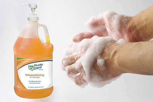 Health Guard 21513 Antibacterial Hand Soap, 1 Gallon Pour Top Bottle, Amber with Citrus Spice Scent (Case of 2)