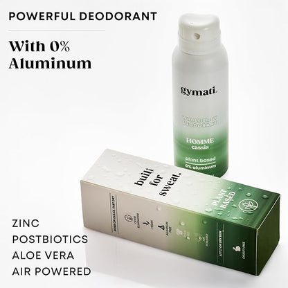 Gymati - Fitness Deodorant Spray for Men - Aluminum-Free - All Day Ultimate Odor Protection - Built For Sweat - Air-Powered - Vegan & Plant-Based - Made in USA - Homme - 3.4oz Travel Size - 2 Pack