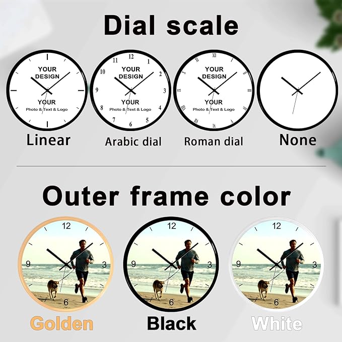 Personalized Wall Clock with Picture Logo and Text Custom Family Photo Decor Clock for Home Bedroom and Office Providing Decoration Clocks Gift'S for Family and Friend
