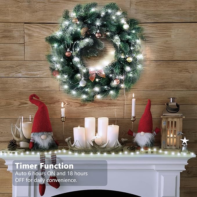 Battery Operated String Lights (2 Pack), 33ft 100 LED Fairy String Lights Battery Powered w/Remote & Timer for Indoor Outdoor Christmas Trees Wreath Decoration Bedroom Patio - Cool White