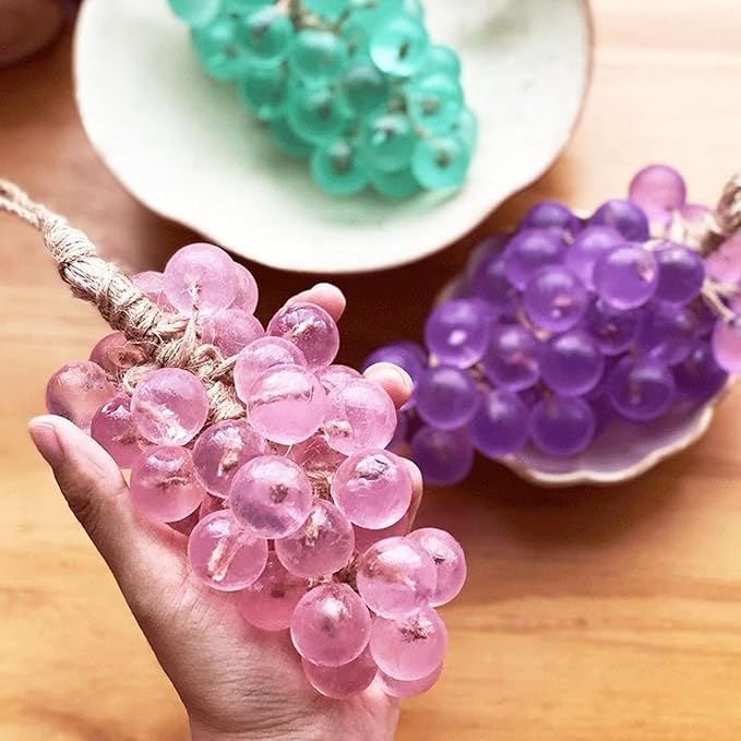 Handmade Crystal Grape Gentle Cleansing soap, Personalized Original Handmade Crystal Grape soap, Realistic Grapes Bunch Soaps Fragrance Cleaning, Smooth Skin, grape Soap DIY Kit (1, Yellow)
