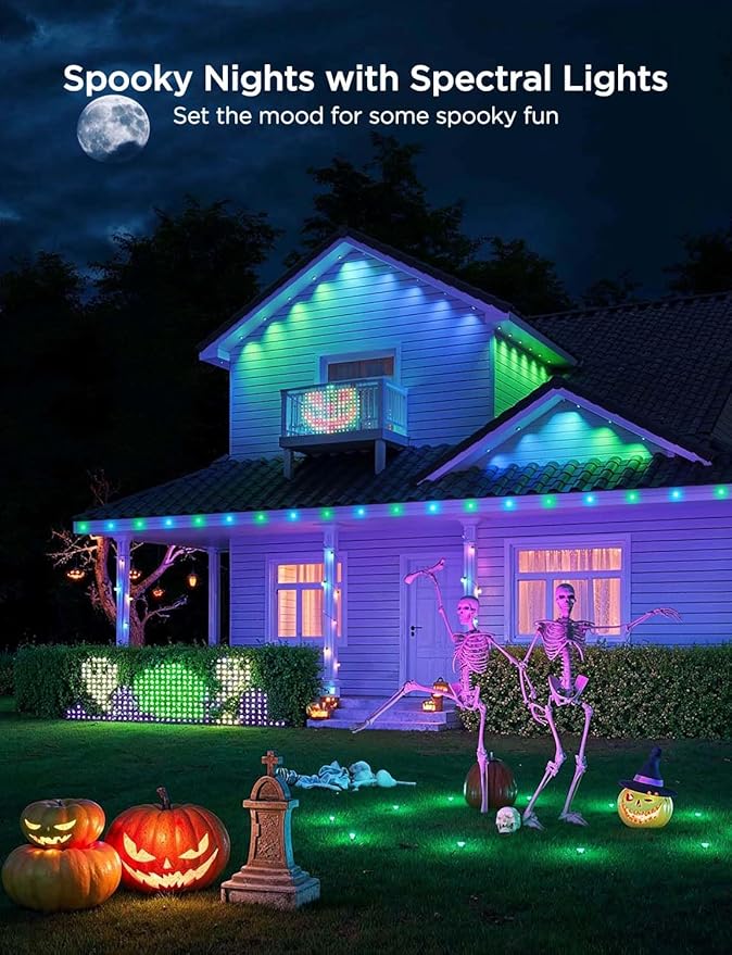 Govee Permanent Outdoor Lights 2, 50ft RGBIC Outdoor Lights with 36 LED Lights, IP67 Waterproof, 100 Scene Modes with 40lm White for Outdoor Decorations, Works with Alexa, Google Assistant, White