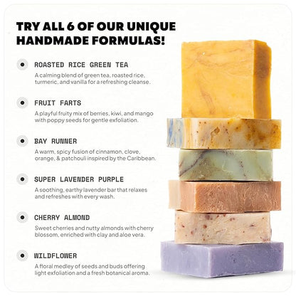 ILS Soap co. Fruit Farts (banana, grapefruit, kiwi, bubblegum, berries and vanilla)- All Natural Bar Soap for men and women - Plant Based and Handmade in USA for All Skin Types (3 Pack)