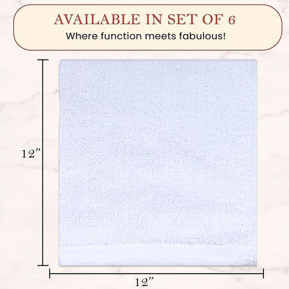 Vintage Vista 100% Cotton Dish Cloths (Pack of 6) - Dish Rags for Washing Dishes - Reusable & Highly Absorbent Kitchen Towels - Kitchen Rags for Christmas - (12" x 12" - White II)