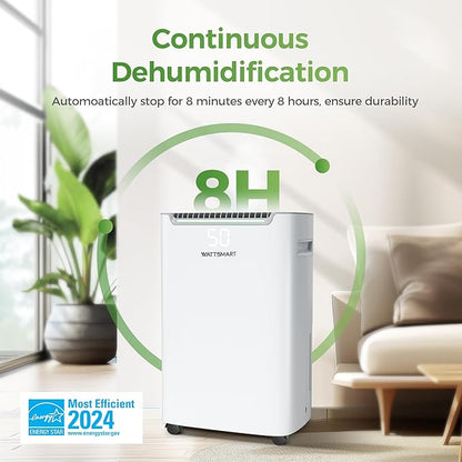 4,500 Sq Ft Home Dehumidifier with Drain Hose, 75 OZ Water Tank, 24 Hr Timer, 55 Pints High Efficiency Compressor for Basements, Bathrooms, Bedrooms and Laundry Rooms