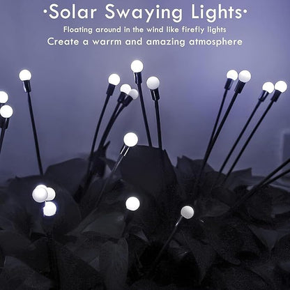 OZS 6 Pack Total 48 LED Solar Garden Lights Fairy Outdoor - Solar Firefly Lights Outdoor, Sway by Wind, Waterproof for Garden Patio Pathway Fairy Decoration (Cool White)