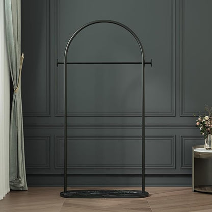 Modern Clothing Rack with Marble Base - Heavy Duty Freestanding Garment Rack for Hanging Clothes, Storage in Bedroom, Living Room, Entryway, Boutiques (black)