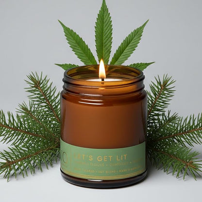 Bia Candle Co Soy Blend Candle, Smoky Herbal Cannabis with Patchouli, Musk & Black Pepper, Passion Fruit & Grapefruit – Clean Burn, Lead-Free Wick – Let’s Get Lit, 7 oz