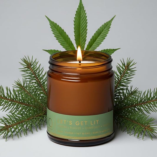 Bia Candle Co Soy Blend Candle, Smoky Herbal Cannabis with Patchouli, Musk & Black Pepper, Passion Fruit & Grapefruit – Clean Burn, Lead-Free Wick – Let’s Get Lit, 7 oz