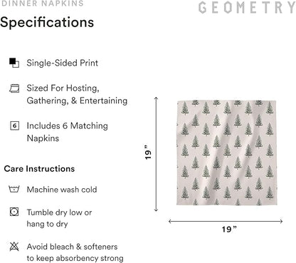 GEOMETRY Christmas Dinner Napkins - Premium Cloth Napkins - Quick Dry & Super Absorbent Table Napkins - Premium Geosuede Linen Napkins - Pine 19" x 19" - 6 Pieces