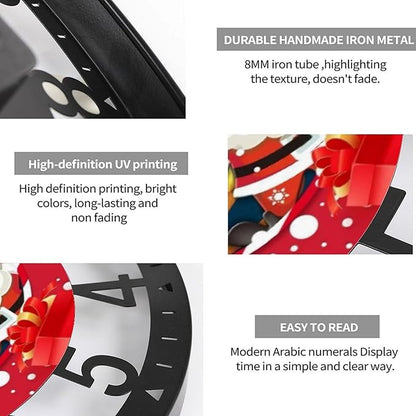 Wall Clock 10 Inch Silent Non-Ticking Modern Clocks Battery Operated - Analog Small Classic for Office, Home, Living Room,Bathroom, Kitchen, Bedroom, School,Snowman Clock