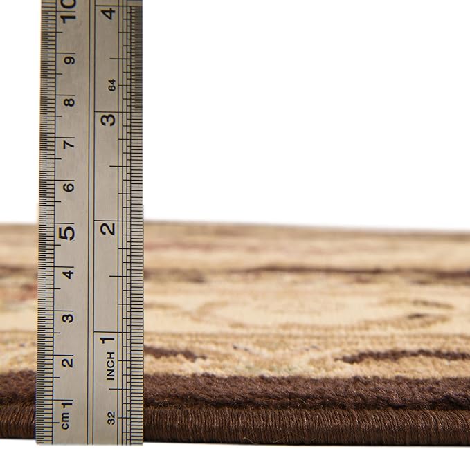 Rugs.com Chateau Collection Rug – 10 Ft Runner Brown Medium Rug Perfect for Hallways, Entryways