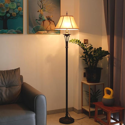Farmhouse Floor Lamp Antique Metal Base Traditional Rustic Mid-Century Living Room Light 70 Inch Height Decor Office Bedroom