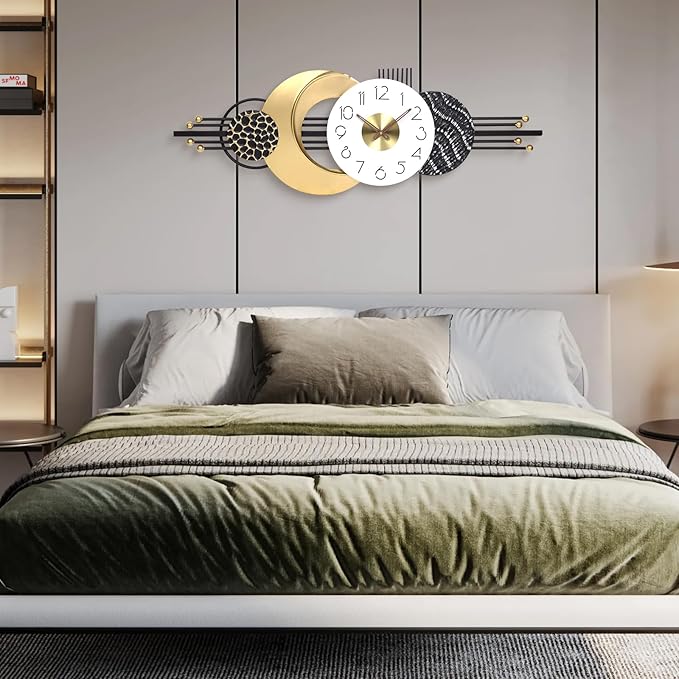 38x14 Inch Modern Large Wall Clock Battery Operated, Silent Non-Ticking Decorative Analog Clocks for Living Room, Bedroom, Office, Kitchen, Entryway