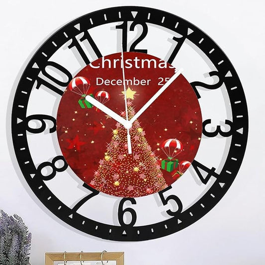 Wall Clock 10 Inch Silent Non-Ticking Modern Clocks Battery Operated - Analog Small Classic for Office, Home, Living Room,Bathroom, Kitchen, Bedroom, School,Snowman Clock
