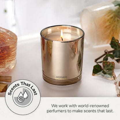 Apotheke Signature Scented Candles for Home, Firewood - 10.5 oz - Soy Wax, Non Toxic, Large Jar Brown - Luxury Candle Gifts for Women & Men - Nutmeg, Cardamom, Cedarwood, and Patchouli