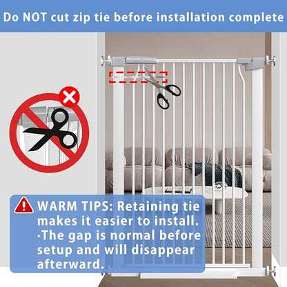 40.5" Extra Tall Baby Gate for Stairs, 29.6"-40.5" Extra Wide Dog Gate Indoor for The House, Auto Close Pressure Mounted Safety Child Toddler Gate, Pet Gate for Doorways Kitchen, White