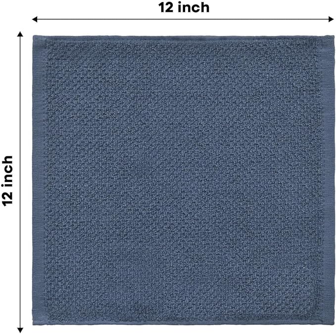 Artoid Mode Ring Spun Cotton Blue Dishcloth Kitchen Towels, 12x12 Inch Ultra Soft Absorbent Quick Drying Household Cleaning Kitchen Rags Set of 6