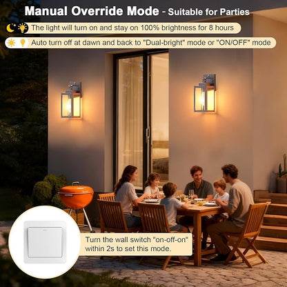 2-Pack Motion Sensor Porch Lights Outdoor, Farmhouse Brown Dusk to Dawn Exterior Lighting Fixtures with 3 Modes, Waterproof Wall Lanterns for House, Backyard, Entryway, Garage