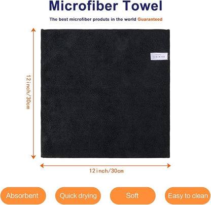 KinHwa Microfiber Dish Cloths for Washing Dishes Ultra Absorbent Dish Rags Fast Drying Kitchen Wash Clothes 12inch x 12inch 10 Pack Black