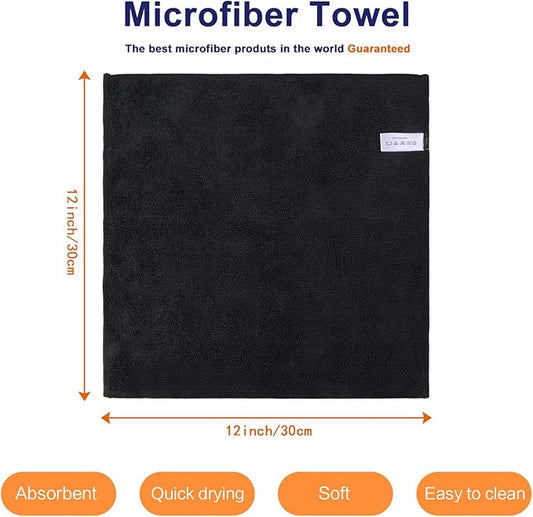 KinHwa Microfiber Dish Cloths for Washing Dishes Ultra Absorbent Dish Rags Fast Drying Kitchen Wash Clothes 12inch x 12inch 10 Pack Black