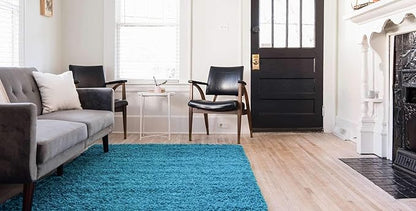 Unique Loom Solid Shag Collection Area Rug (2' x 3' 1" Rectangle, Turquoise)