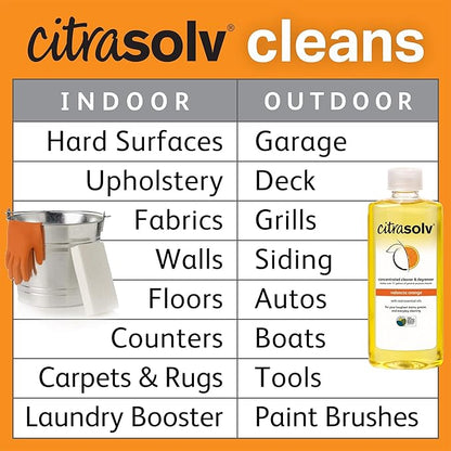 Citra Solv - Concentrated Household Cleaner & Degreaser - Valencia Orange Scent - 16 Fl Oz, Natural Ingredients, Non-Toxic, Biodegradable, Made in USA