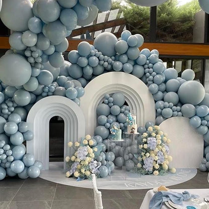 Blue Balloons 5 Inch, 60Pcs Small Pale Muted Blue Aqua Balloon 5'' Mini Matte Dusty Retro Powder Light Blue Helium Latex Balloons for Birthday Boho Baby Shower Bachelorette Party Decorations