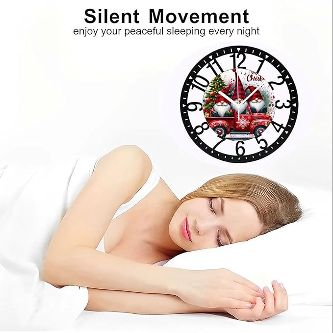 Wall Clock 10 Inch Silent Non-Ticking Modern Clocks Battery Operated - Analog Small Classic for Office, Home, Living Room,Bathroom, Kitchen, Bedroom, School,Snowman Clock