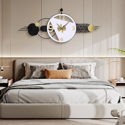 51x21 Inches Large Modern Silent Wall Clock Battery Operated, Non-Ticking Quartz Decorative Analog Clocks for Living Room, Bedroom, Hallway - Abstract Art Home & Office Decor, Easy to Read