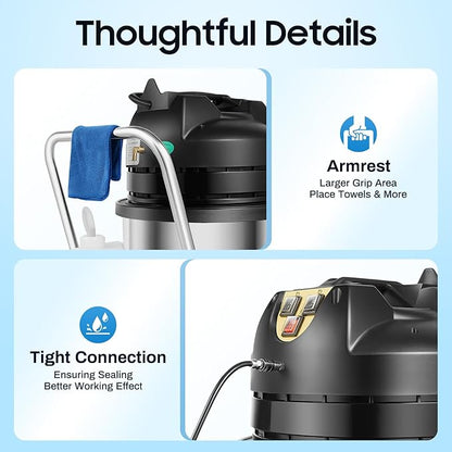 LOYALHEARTDY Carpet Cleaner Machine, 3 in 1 Portable Wet Dry Sofa Curtain Fabric Dust Cleaner,60L Commercial Floor Cleaning Machines with Long Flat/Dry/Water Vacuum Head and Round Brush