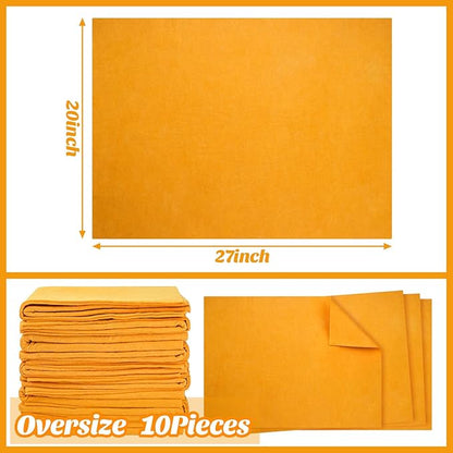 10 Pack Shammy Cloths Absorbent Cleaning Towels for Car Drying German Shammy Cloths Bulk Machine Washable Reusable Multi Purpose Orange Chamois Towels Anti Scratch for Home Cars Pet Wash