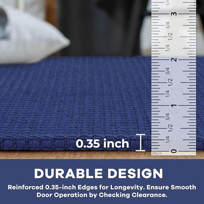 KOZYFLY Washable Area Rug 4x6 ft Non Slip Rubber Backed Living Room Rugs Braided Woven Cotton Kitchen Rugs Indoor Entryway Rug Floor Carpet for Dining Living Room Bedroom, Royal Blue/Navy
