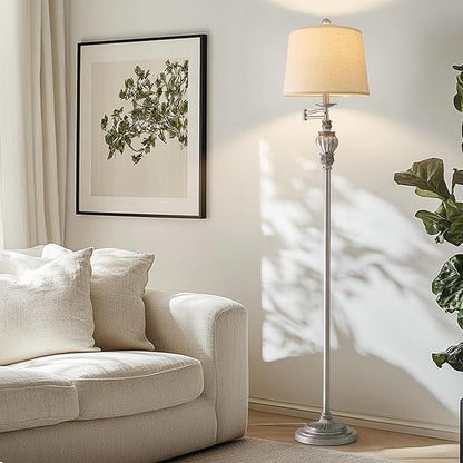61" Vintage Floor Lamp with 350° Adjustable Swing Arm, Tall lamp Standing Lamp for Living Room Bedside Bedroom Nightstand Retro Farmhouse Mid Century Lamp Light Home Décor Office Gifts