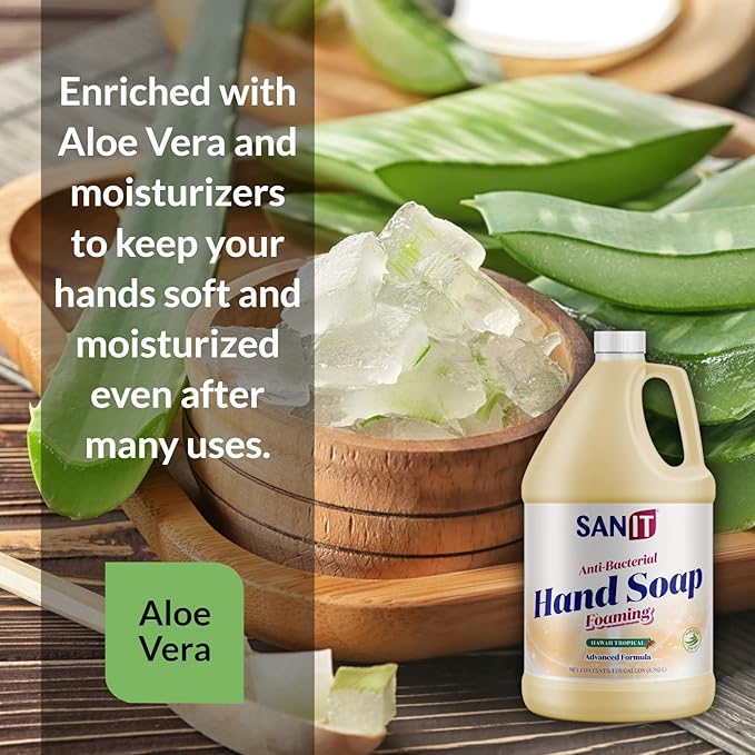 Sanit Antibacterial Foaming Hand Soap Refill - Advanced Formula with Aloe Vera and Moisturizers - All-Natural Moisturizing Hand Wash - Made in USA, Hawaii Tropical, 1 Gallon