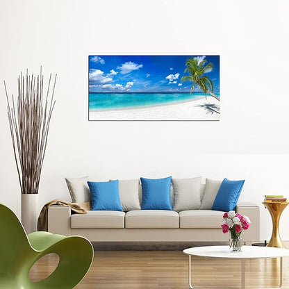 XXMWallArt FC2475 Seascape Canvas Art - Tropical Paradise Beach With White Sand and Coco Palms - Summer Beach Nature Pictures for Living Room, Bedroom, Home and Office Wall Decor
