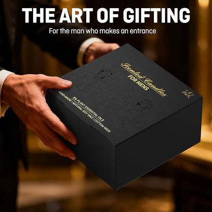 Men's Scented Candle Sets | 4 Pack Aromatherapy Candles Gift in Matte Black Tins for Christmas,Father | Soy Wax Manly Candles of Amber Patchouli,Rum&Oak,Teawood&Mahogany,Magnolia&Sandalwood