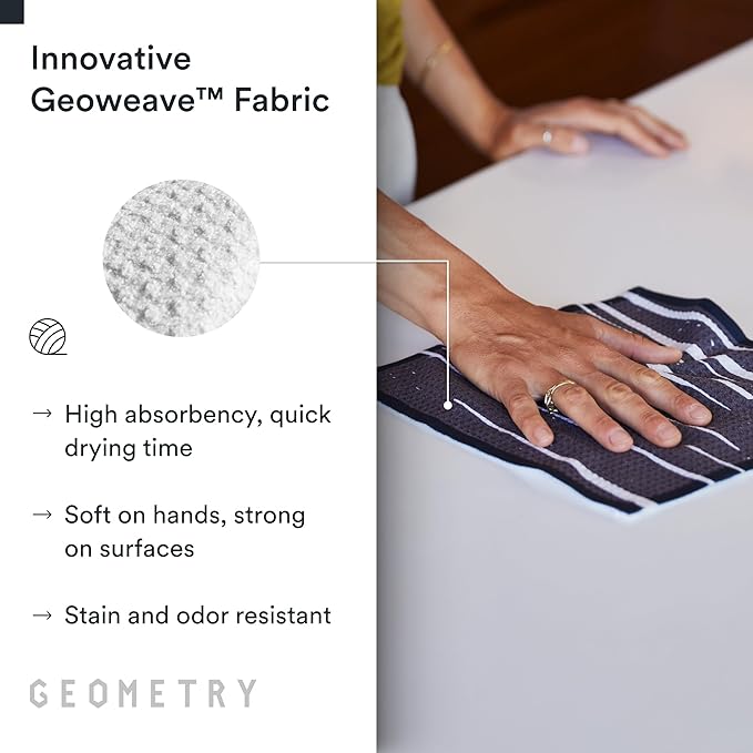 GEOMETRY Kitchen Dish Cloths - Quick Dry Dishcloths for Kitchen - Premium Dish Rags with Geoweave - 3-Pack Set Stripe Season