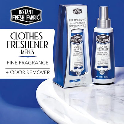 Premium CLOTHES FRESHENER for Men Fabric Spray Keeps Clothes Fresh, Odor Remover Fabric Refresher Spray Extends Garment Life, Linen Spray for Bedding Eco-Friendly, 6.76 oz – INSTANT FRESH FABRIC