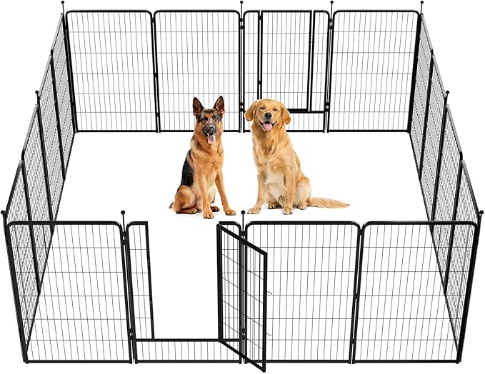 FXW Instant Unleashed Dog Playpen, Portable Pet Fence for Outdoor, RV Trips, and Camping, 45 inch, 16 Panels for Large Dogs with RV Step Grid│Patented