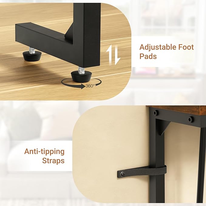 63 Inch Narrow Console Table with 2 Power Outlets, Behind Couch Table with Charging Station, Small Space Sofa Behind Table for Living Room, Entryway, Hallway, Rustic Brown