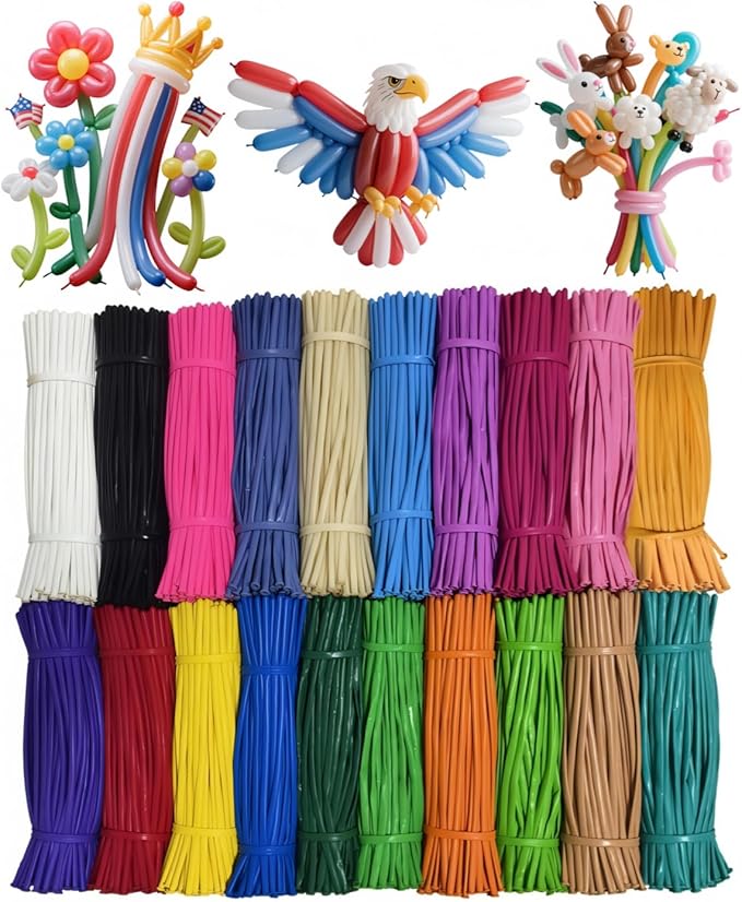 2000 Pcs 260 Balloons Bulk 20 Colors Long Twisting Balloon for Party Decorations, Magic Shows, Clown Supplies