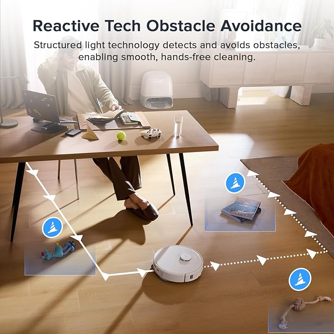 roborock Qrevo Curv S5X Robot Vacuum and Mop, 17000Pa Suction, Zero-Tangling Design, FlexiArm Side Brush, Smart Obstacle Avoidance, Self-Washing & Drying & Emptying for Carpet, Pet Hair, Hard Floor