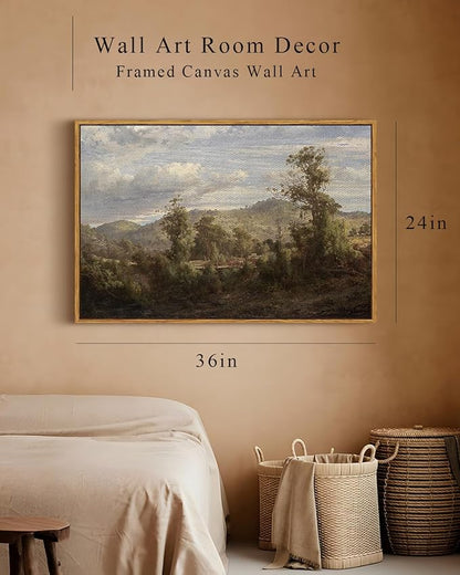 InSimSea Framed Canvas Wall Art Vintage Decor, Nature Landscape Paintings Artwork, Large Prints Farmhouse Decor, Retro Wall Decoration for Bedroom Living Room Bathroom, 24"x36"