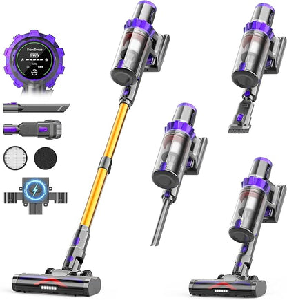 Cordless Vacuum Cleaner, 580W 48KPA 65Mins Runtime Self-Standing Vacuum Cleaners for Home, Stick Vacuum with Charging Dock Station Removable Battery, Handheld Vacuum for Carpet,Pet Hair,Hardwood Floor