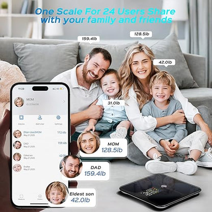 Lepulse Scale for Body Weight, Smart Digital Bathroom Weight Scale with BMI Muscle Mass 20 Body Composition Metrics,4.68"Large Display Body Fat Scales, Heart Rate, Accurate Bluetooth Weighing with App