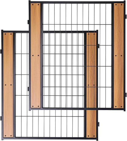 Heavy Duty Dog Playpen 32 Inch Height - Indoor Outdoor Pet Fence Enclosure for Medium and Small Dogs - Foldable Puppy Exercise Pen for Indoor and RV Camping or Yard (2 Panels, 32" H (Oak))